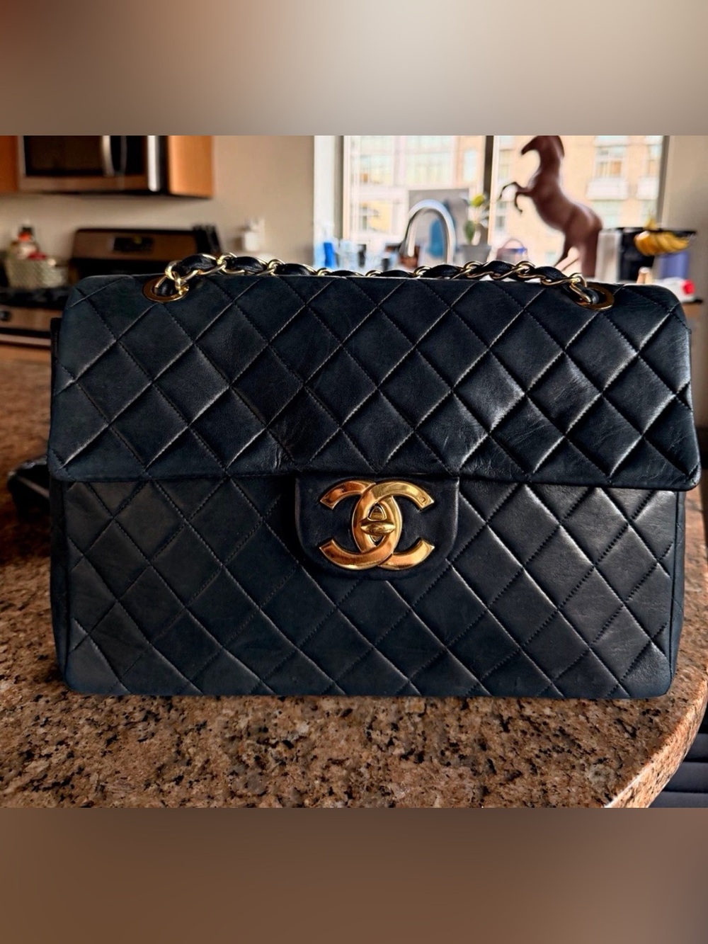 CHANEL Black XL CC Jumbo Flap Quilted Shoulder Bag